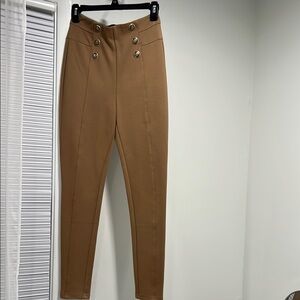 Zara Tan Pants with Button Detail